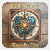 Golden Glas in lood Heart Steampunk-serie Vierkante Sticker (Voorkant)
