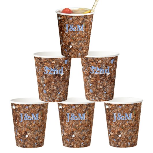 Golden Glass Bronze met Initialen Papieren Bekers