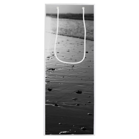 Golden Glassy Sand Grayscale Wijn Cadeautas (Voorkant)