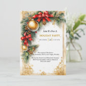 Golden Glimmer: Deluxe Christmas Invitation Kaart (Staand voorkant)