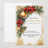Golden Glimmer: Deluxe Christmas Invitation Kaart (Voorkant / Achterkant)