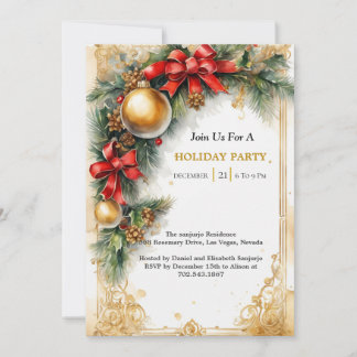 Golden Glimmer: Deluxe Christmas Invitation Kaart