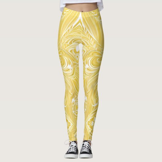 Golden glimpende zwenken leggings (Voorkant)