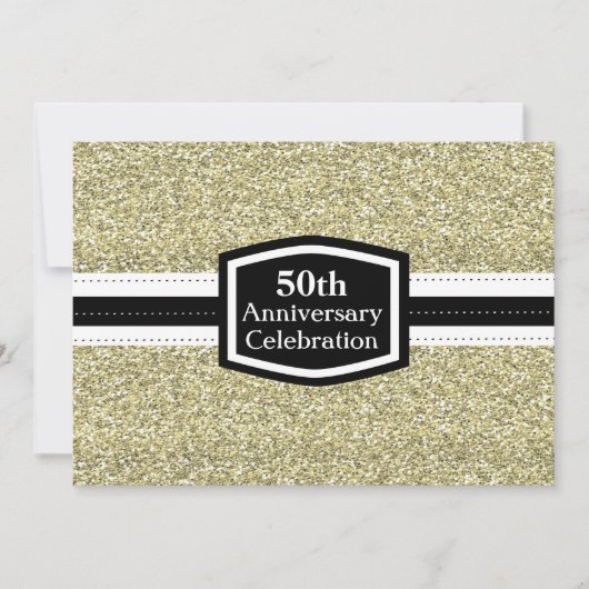 Golden Glitter 50ste Jubileum Kaart (Voorkant)