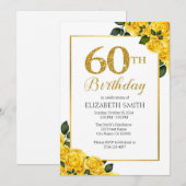 Golden Glitter 60e Verjaardagsuitnodiging Sjabloon Kaart (Voorkant / Achterkant)