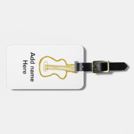 Golden glitter acoustic guitar add name doodle  bagagelabel