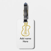 Golden glitter acoustic guitar add name doodle  bagagelabel (Achterkant verticaal)