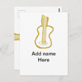 Golden glitter acoustic guitar add name doodle  briefkaart (Voorkant / Achterkant)