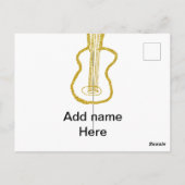 Golden glitter acoustic guitar add name doodle  briefkaart (Achterkant)