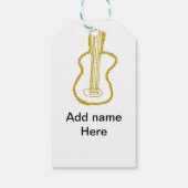 Golden glitter acoustic guitar add name doodle  cadeaulabel (Achterkant)