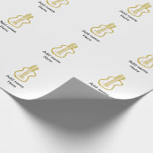 Golden glitter acoustic guitar add name doodle  cadeaupapier (Hoek)