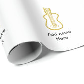 Golden glitter acoustic guitar add name doodle  cadeaupapier (Rol Hoek)