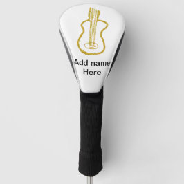 Golden glitter acoustic guitar add name doodle  golfheadcover