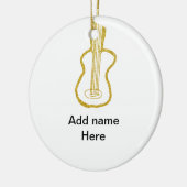 Golden glitter acoustic guitar add name doodle  keramisch ornament (Links)