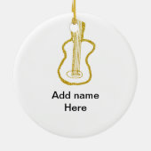 Golden glitter acoustic guitar add name doodle  keramisch ornament (Achterkant)