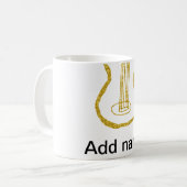 Golden glitter acoustic guitar add name doodle  koffiemok (Voorkant links)