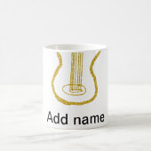Golden glitter acoustic guitar add name doodle  koffiemok (Center)