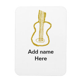Golden glitter acoustic guitar add name doodle  magneet