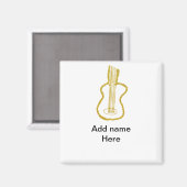 Golden glitter acoustic guitar add name doodle  magneet (Voorkant / Achterkant)