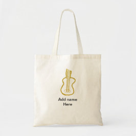 Golden glitter acoustic guitar add name doodle  tote bag
