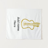 Golden glitter acoustic guitar add name doodle  wandkleed (Voorkant (horizontaal))