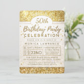 Golden Glitter Birthday Party Celebration Invite Kaart (Staand voorkant)
