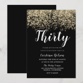 Golden Glitter Black Mannen of Womans 30th Birthda Kaart (Voorkant / Achterkant)