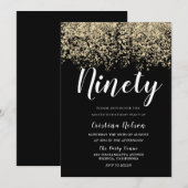 Golden Glitter Black Mannen of Womans 90th Birthda Kaart (Voorkant / Achterkant)