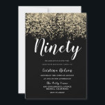 Golden Glitter Black Mannen of Womans 90th Birthda Kaart<br><div class="desc">Golden Glitter Black Mannen of Vrouwen 90th Birthday Invitation Bekijk overeenkomende objecten in Niche en Nest Store</div>