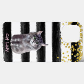 Golden Glitter Black Stripes Cat Illustration Case-Mate iPhone Case (Achterkant (horizontaal))