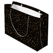 Golden Glitter Black White Merry Kerstmis Confett Groot Cadeauzakje (Achterkant Gekanteld)
