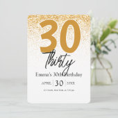 Golden glitter Boho Girls 30th birthday invitation Feestdagenkaart (Staand voorkant)