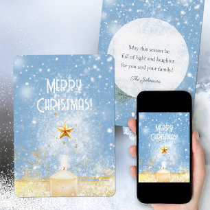 Golden Glitter Candle Christmas Feestdagenkaart