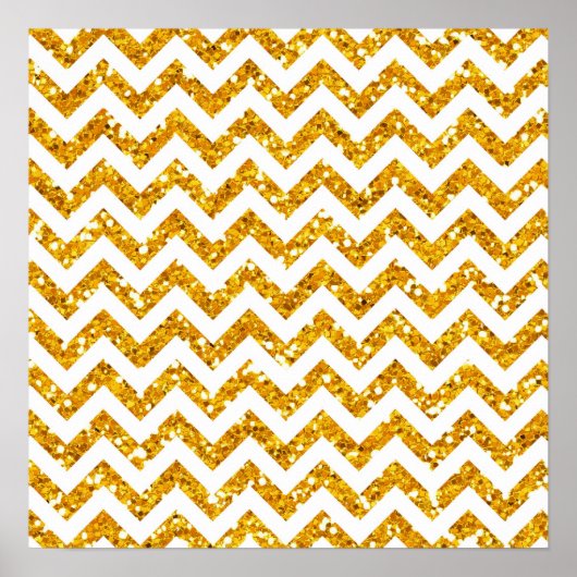 Golden Glitter Chevron Pattern Poster (Voorkant)