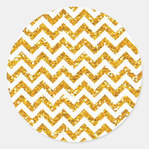 Golden Glitter Chevron Pattern Ronde Sticker