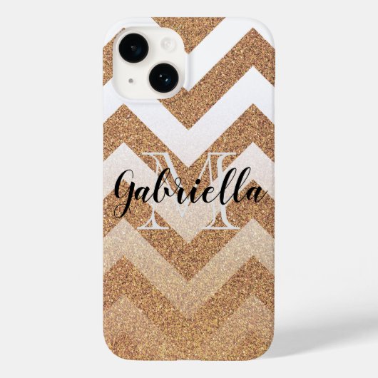 Golden Glitter Chevrons Case-Mate iPhone Case (Achterkant)