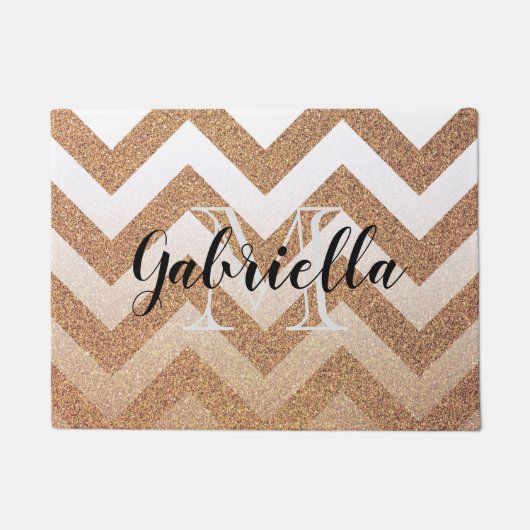 Golden Glitter Chevrons Deurmat (Voorkant)