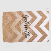 Golden Glitter Chevrons Golfhanddoek (Horizontaal)