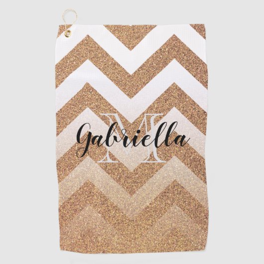 Golden Glitter Chevrons Golfhanddoek (Voorkant)