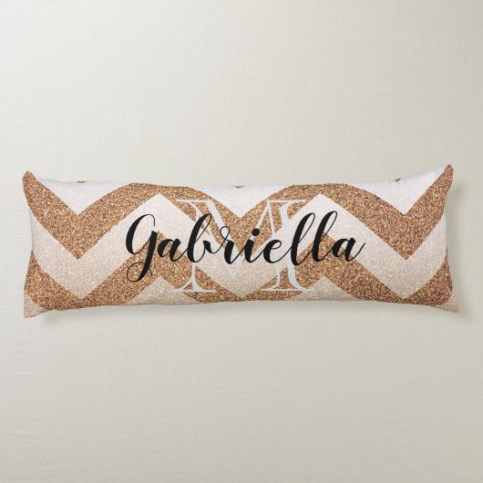 Golden Glitter Chevrons Lichaamskussen (Achterkant)