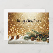 Golden Glitter Christmas Background with Copy Spac Feestdagenkaart (Voorkant / Achterkant)