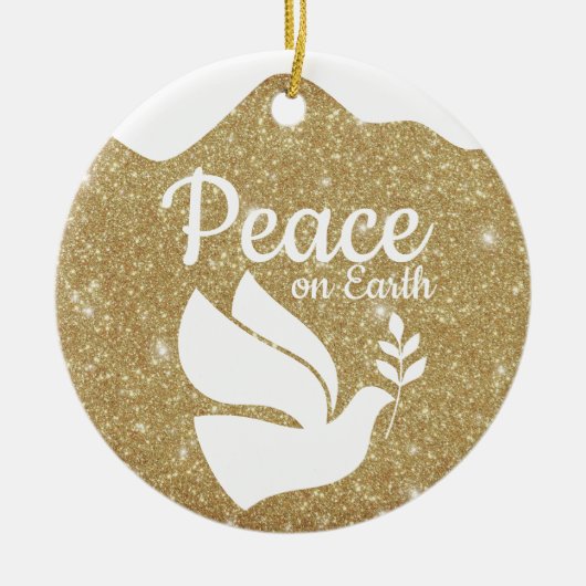 Golden Glitter Christmas Luke Bible Verse ⛪️ 🎄 Keramisch Ornament (Voorkant)