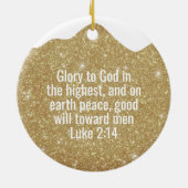 Golden Glitter Christmas Luke Bible Verse ⛪️ 🎄 Keramisch Ornament (Achterkant)
