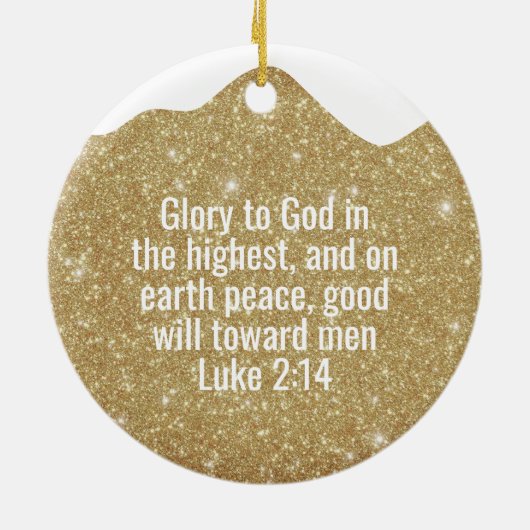 Golden Glitter Christmas Luke Bible Verse ⛪️ 🎄 Keramisch Ornament (Achterkant)