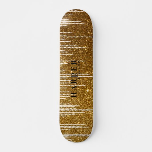 Golden Glitter Custom Name Skateboard (Voorkant)