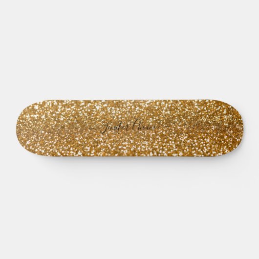 Golden Glitter Custom Name Skateboard (Horizontaal)