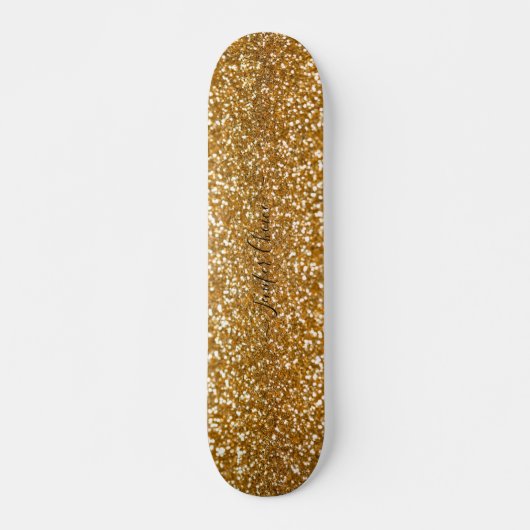 Golden Glitter Custom Name Skateboard (Voorkant)