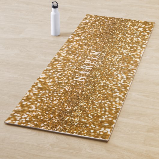 Golden Glitter Custom Name Yoga Mat (In situ)