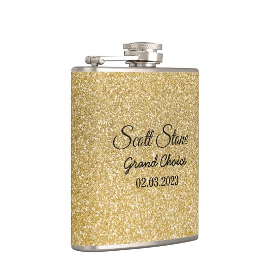 Golden Glitter Custom Text Heupfles (Rechts)