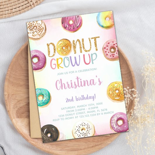 Golden Glitter Donut Birthday-uitnodigingen Kaart